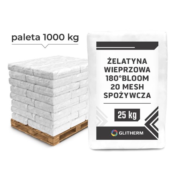 Żelatyna wieprzowa spożywcza 40 worków 25kg na palecie 1000 kg