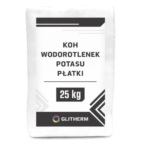Wodorotlenek potasu płatki worek 25 kg.