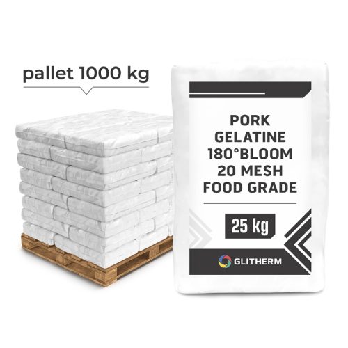 Schweinegelatine, essbar, 40 25-kg-Säcke auf einer 1000-kg-Palette