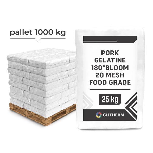 Pork gelatin, edible, 40 25 kg bags on a 1000 kg pallet