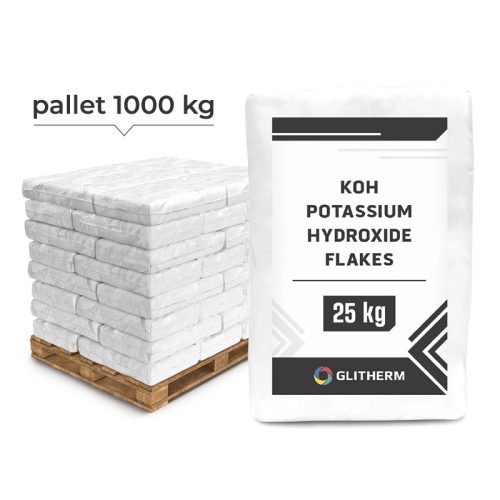 Potassium hydroxide flakes 40 bags of 25 kg on a 1000 kg pallet